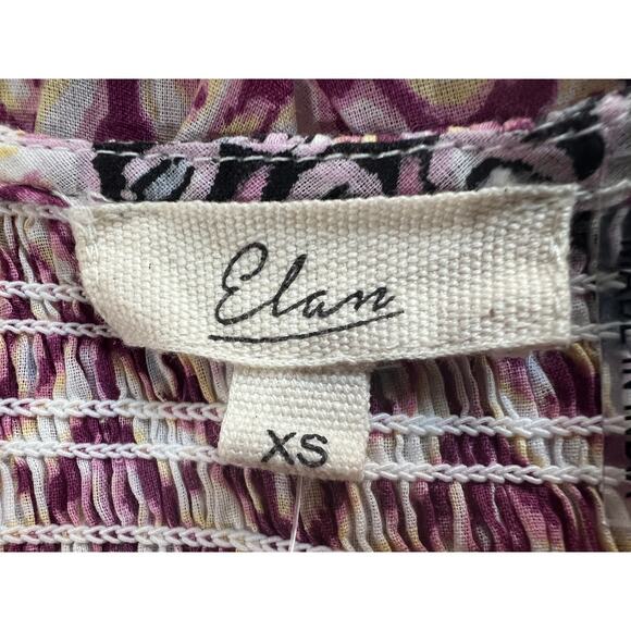 ELAN WOMENS XSMALL RUFFLE SLEEVE MINI DRESS LAVENDER IKAT PRINT NEW - Picture 5 of 11